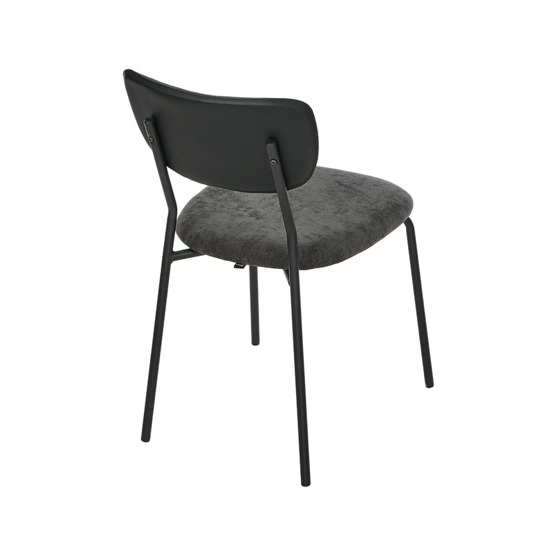 Oikiture Set of 4 Dining Chairs Linen Fabric Padded Seat Grey