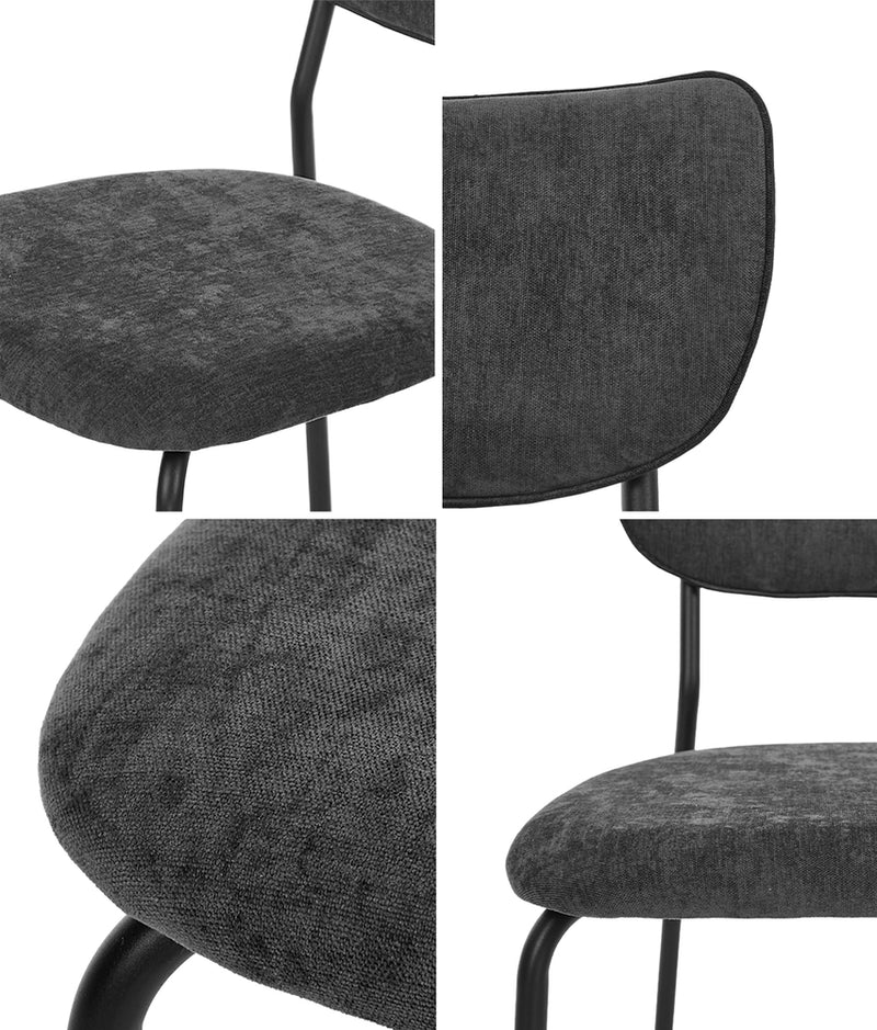 Oikiture Set of 4 Dining Chairs Linen Fabric Padded Seat Grey