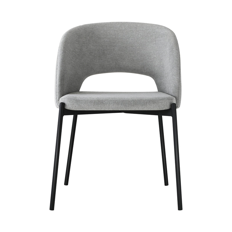 Oikiture Dining Chair Set of 2 Linen Grey and Black
