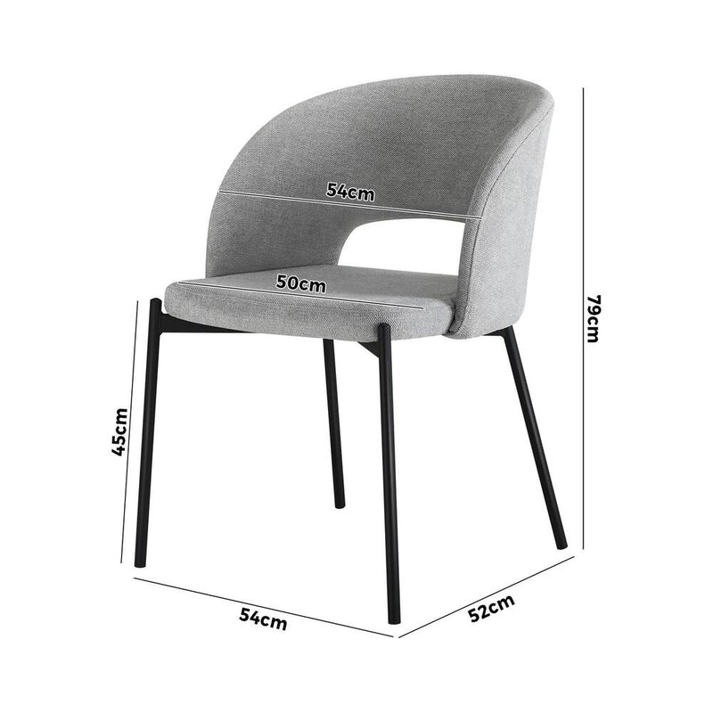 Oikiture Dining Chair Set of 2 Linen Grey and Black