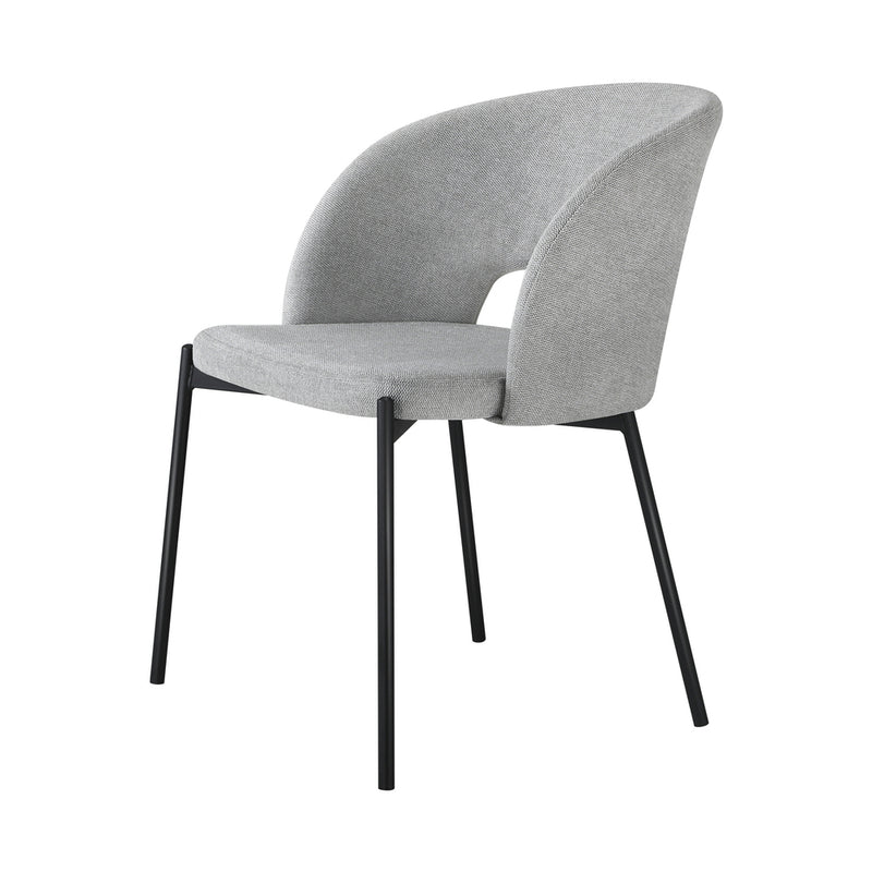 Oikiture Dining Chair Set of 2 Linen Grey and Black
