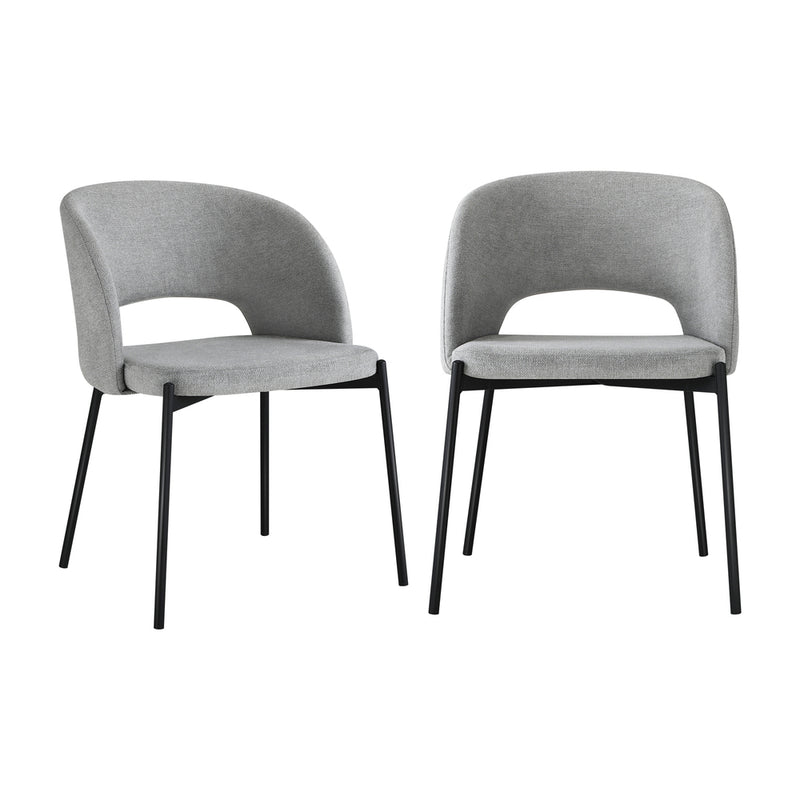 Oikiture 4x Armchair Dining Chair Fabric Grey&Black