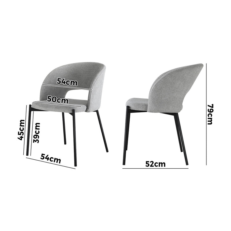 Oikiture 4x Armchair Dining Chair Fabric Grey&Black