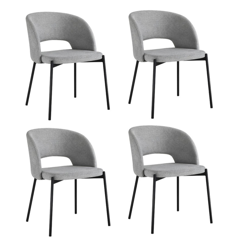 Oikiture 4x Armchair Dining Chair Fabric Grey&Black