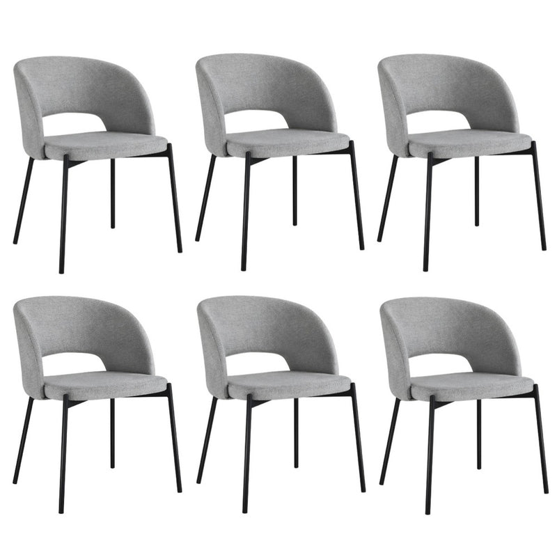 Oikiture 6x Armchair Dining Chair Fabric Grey&Black
