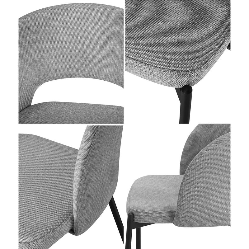 Oikiture 8x Dining Chair Tub Armchairs Fabric Grey&Black