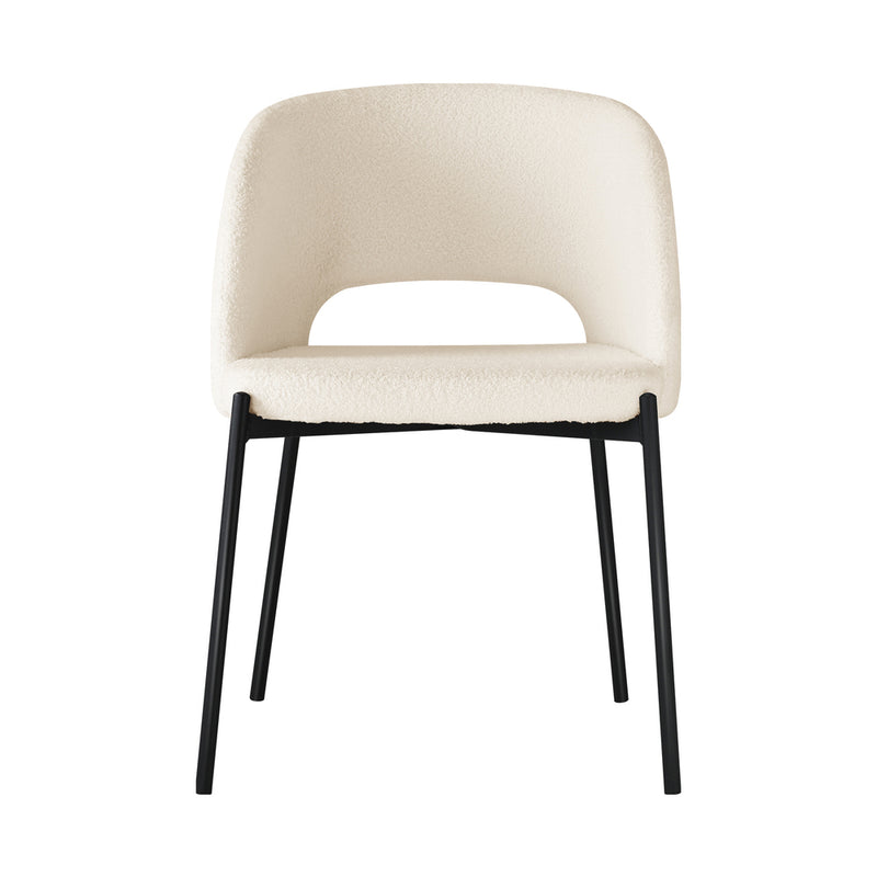 Oikiture Dining Chair Set of 2 Sherpa White and Black