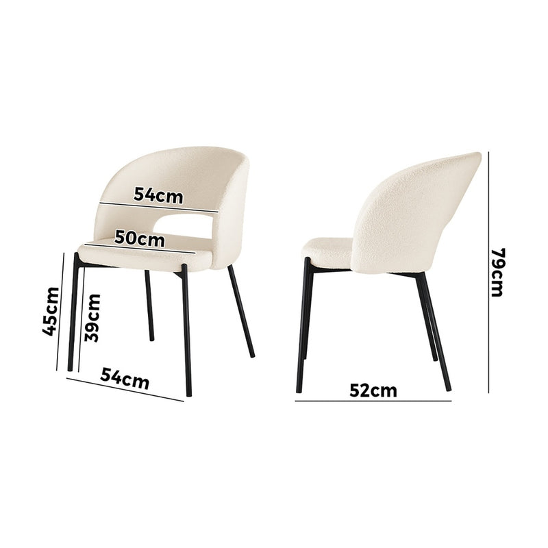Oikiture 6x Armchair Dining Chair Sherpa White&Black