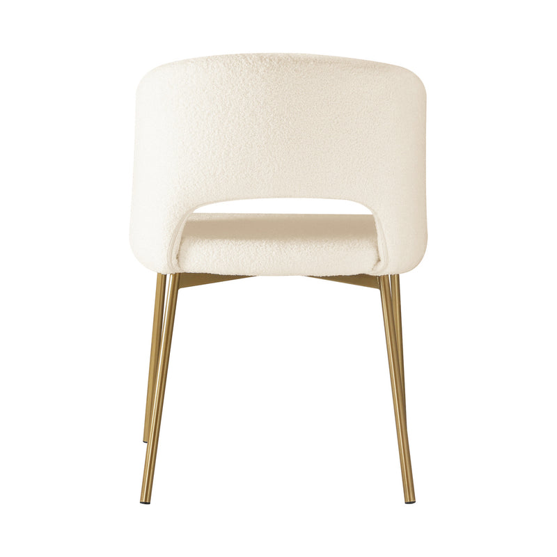 Oikiture Dining Chair Set of 2 Sherpa White and Gold