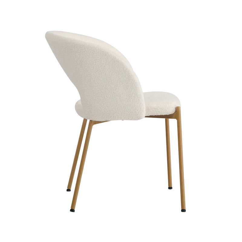 Oikiture 2x Dining Chair Armchair Sherpa White & Natural
