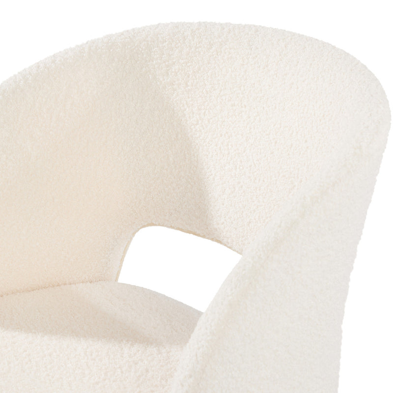 Oikiture 2x Dining Chair Armchair Sherpa White & Natural
