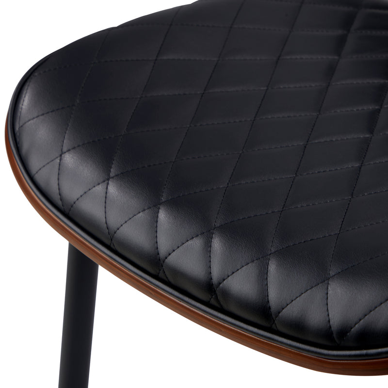 Oikiture 4x Dining Chairs Leather Wooden Metal Legs Black