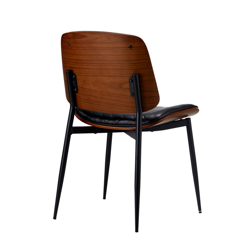 Oikiture 6x Dining Chairs Leather Wooden Metal Legs Black