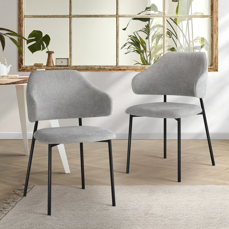 Oikiture Dining Chair Set of 2 Grey and Black