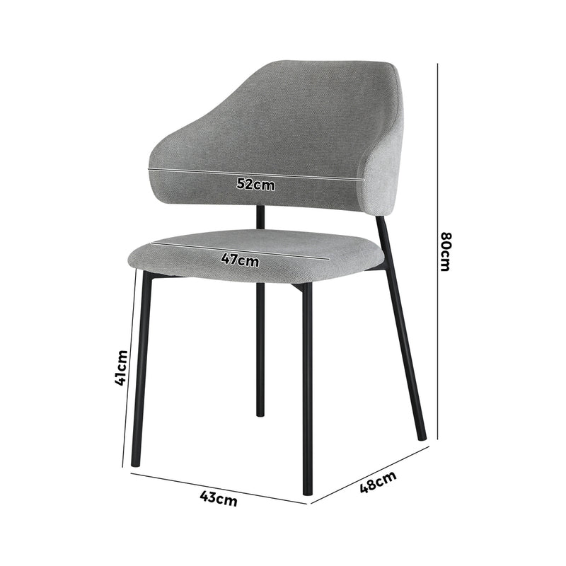 Oikiture Dining Chair Set of 2 Grey and Black