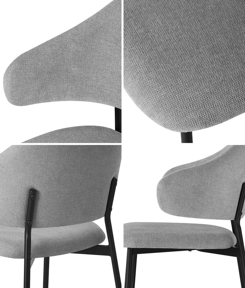 Oikiture 4x Dining Chairs Tub Fabric Grey&Black
