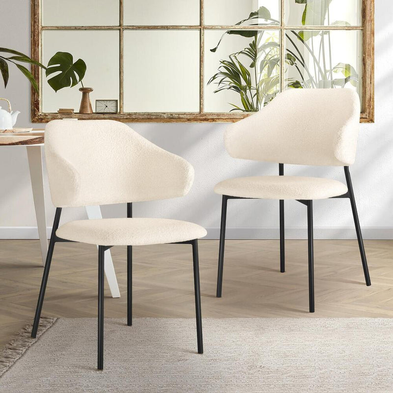 Oikiture Dining Chair Set of 2 White and Black