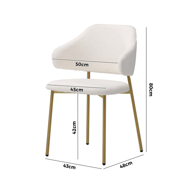 Oikiture 2x Dining Chair Sherpa Gold&White