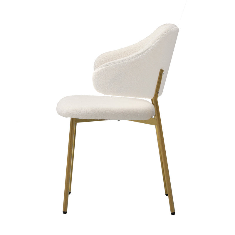 Oikiture 2x Dining Chair Sherpa Gold&White