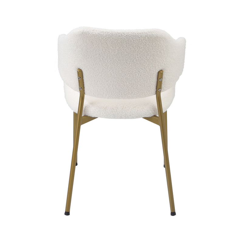 Oikiture 2x Dining Chair Sherpa Gold&White