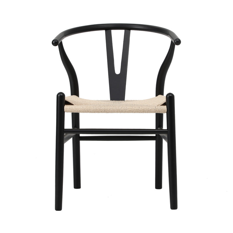 Oikiture Dining Chair Wooden Hans Wegner Wishbone Black