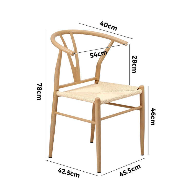 Oikiture 4x Dining Chair Metal Hans Wegner Chairs Wishbone Beige