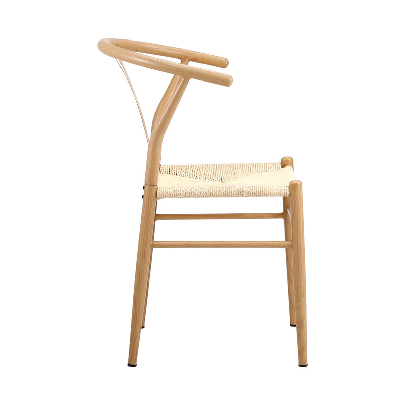 Oikiture 4x Dining Chair Metal Hans Wegner Chairs Wishbone Beige