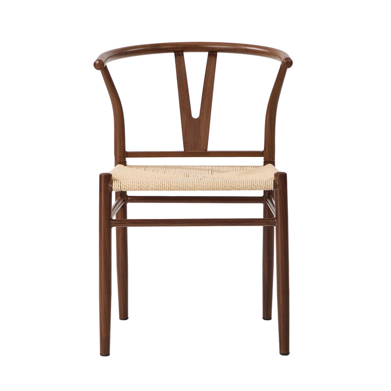 Oikiture 2x Dining Chair Metal Hans Wegner Chair Wishbone Walnut