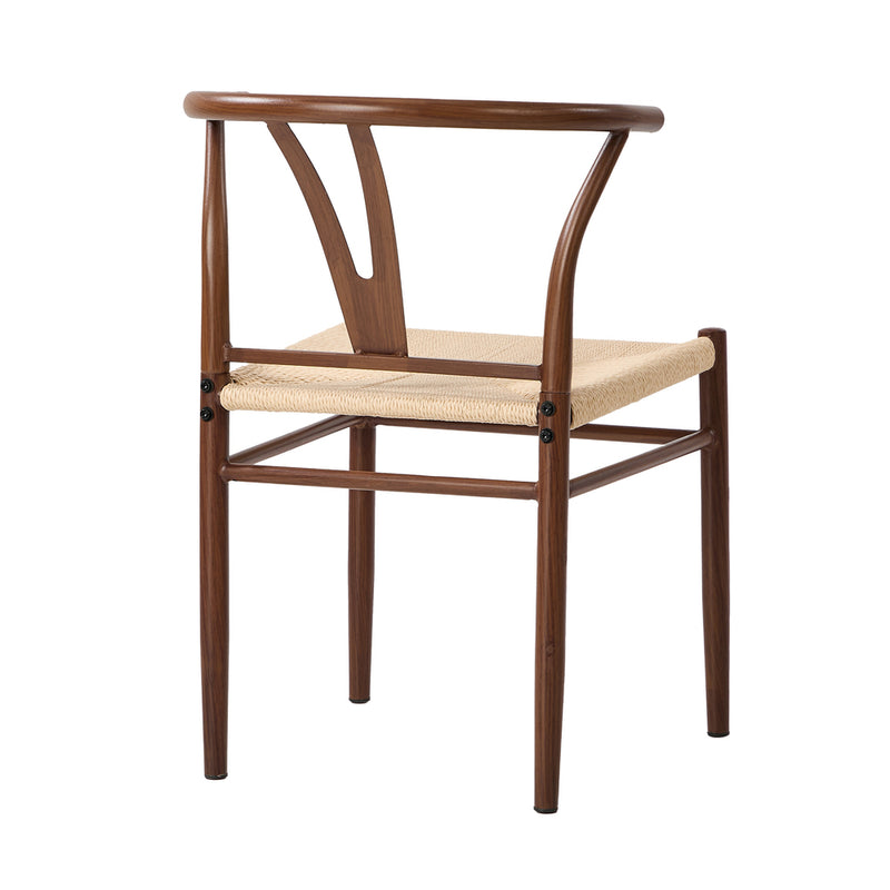 Oikiture 2x Dining Chair Metal Hans Wegner Chair Wishbone Walnut