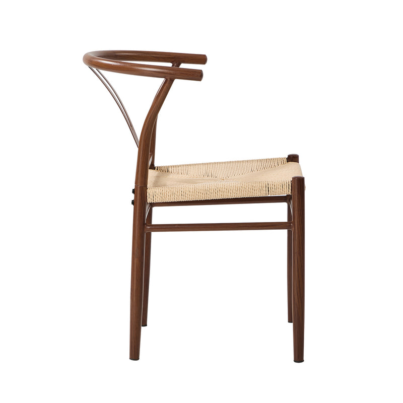 Oikiture 2x Dining Chair Metal Hans Wegner Chair Wishbone Walnut