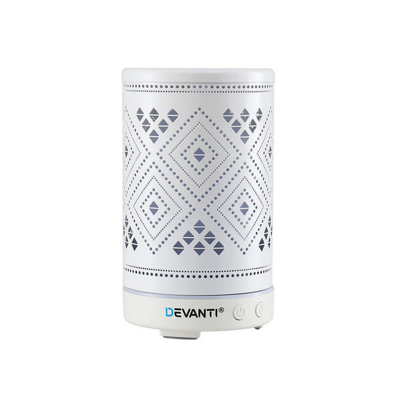 Devanti Ultrasonic Aroma Diffuser Aromatherapy 100ml LED Lights Iron Humidifier Forest
