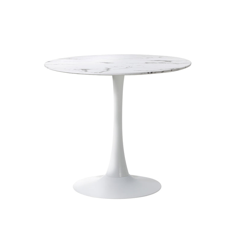 Oikiture Dining Table Set 60cm Table and Chairs PU Leather White
