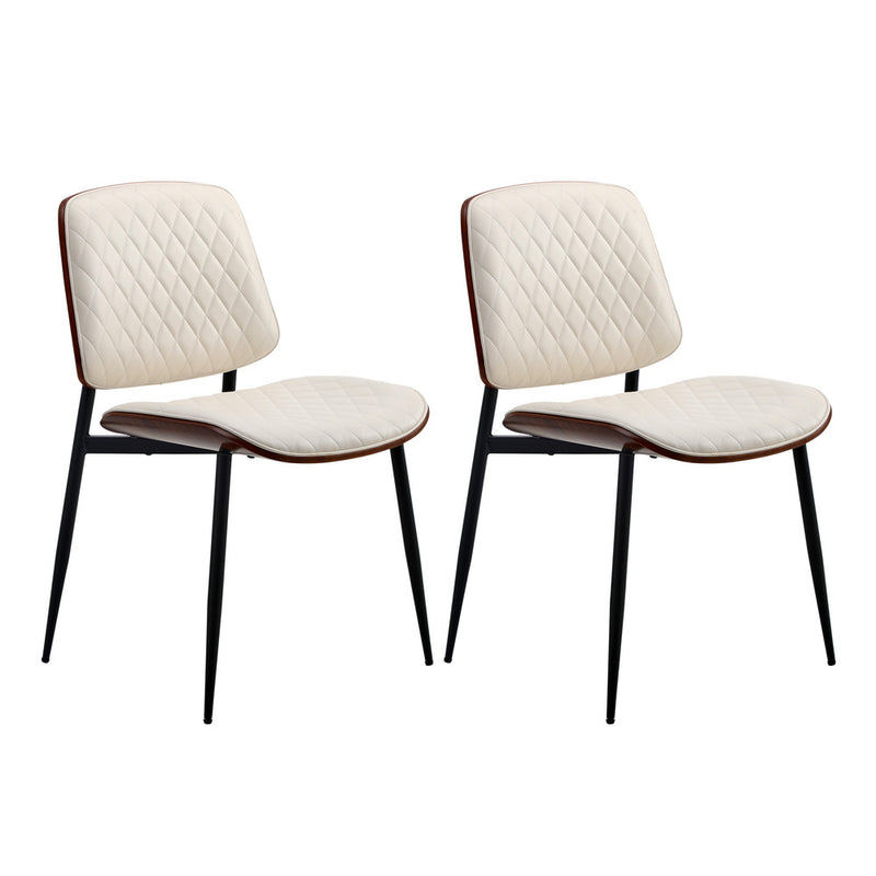 Oikiture Dining Table Set 60cm Table and Chairs PU Leather White