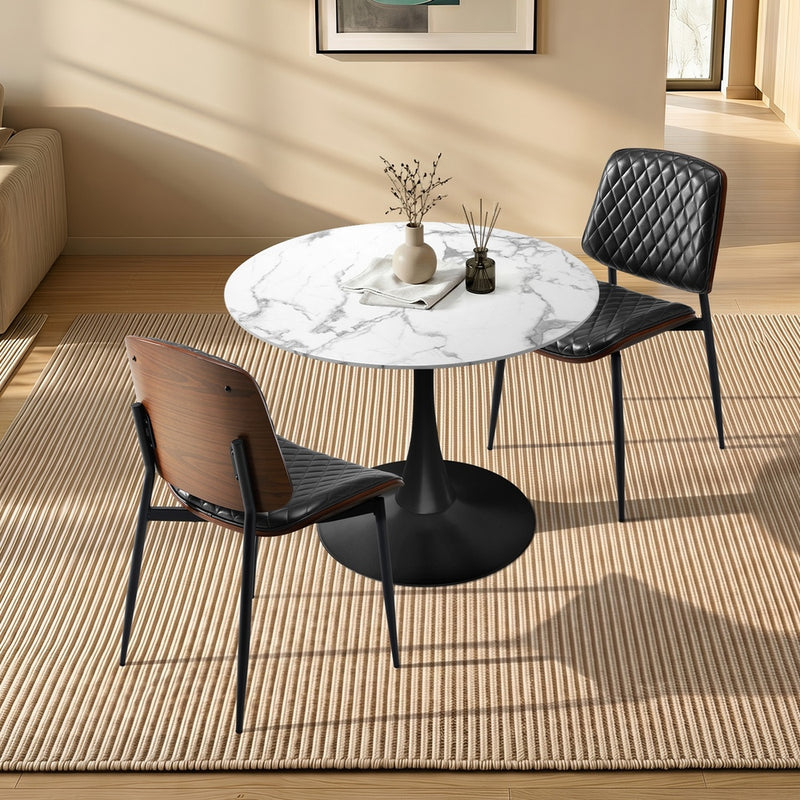Oikiture Dining Table Set 60cm Table and Chairs White & Black