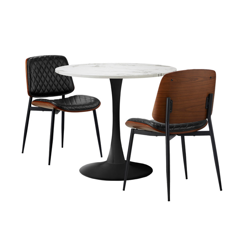 Oikiture Dining Table Set 60cm Table and Chairs White & Black