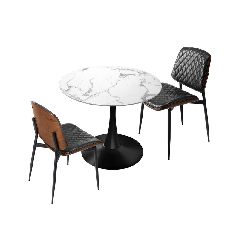 Oikiture Dining Table Set 60cm Table and Chairs White & Black