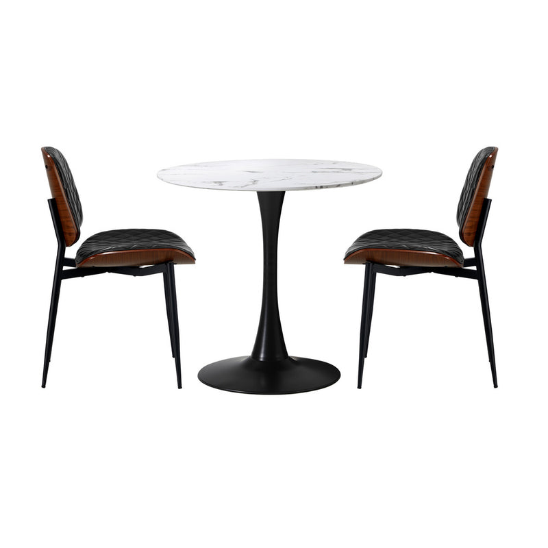 Oikiture Dining Table Set 60cm Table and Chairs White & Black