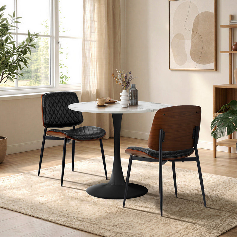 Oikiture Dining Table Set 60cm Table and Chairs White & Black