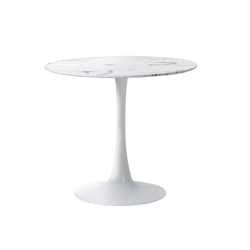 Oikiture Dining Table Set 60cm with Chairs PU Leather Brown & White