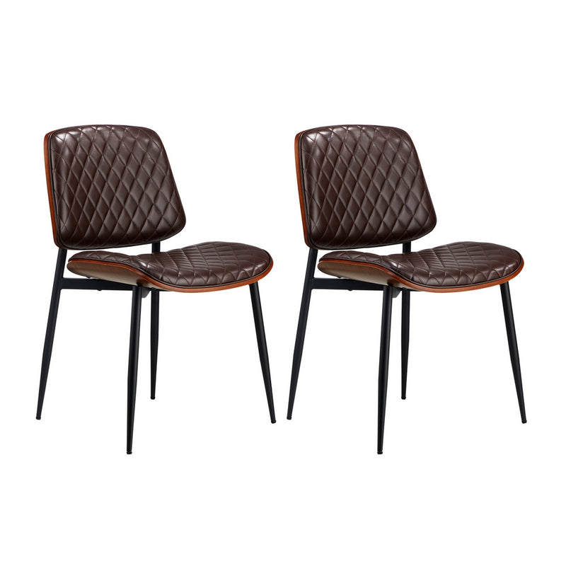 Oikiture Dining Table Set 60cm with Chairs PU Leather Brown & White