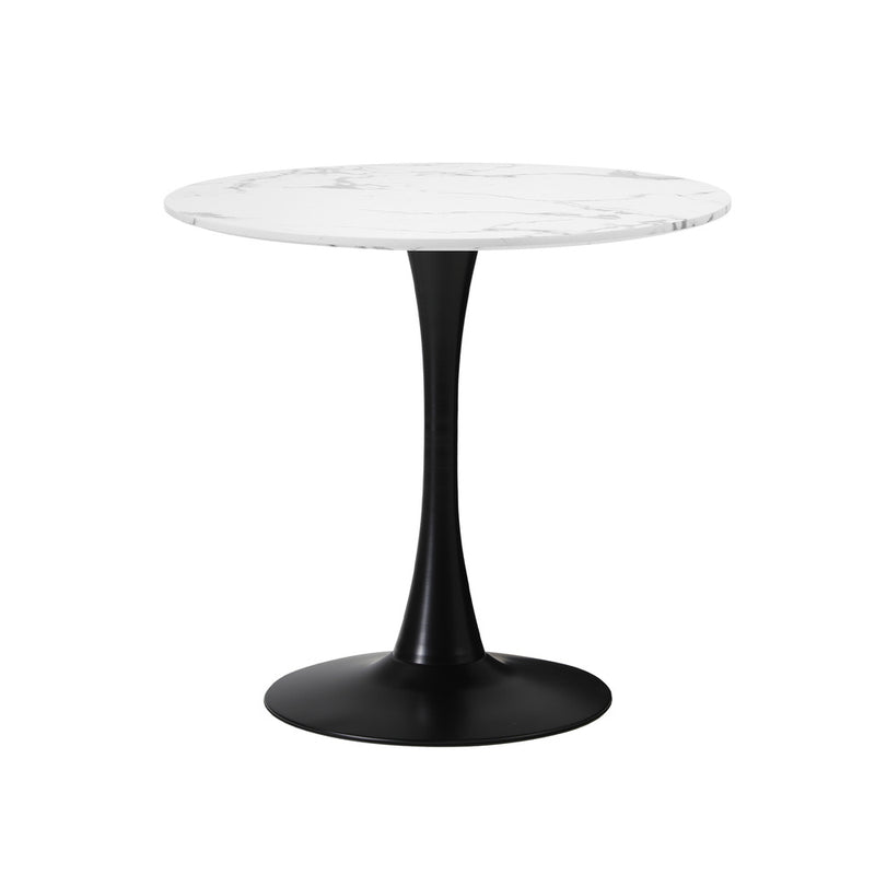 Oikiture 3PCS Dining Table Set Round Table & Chairs White & Black