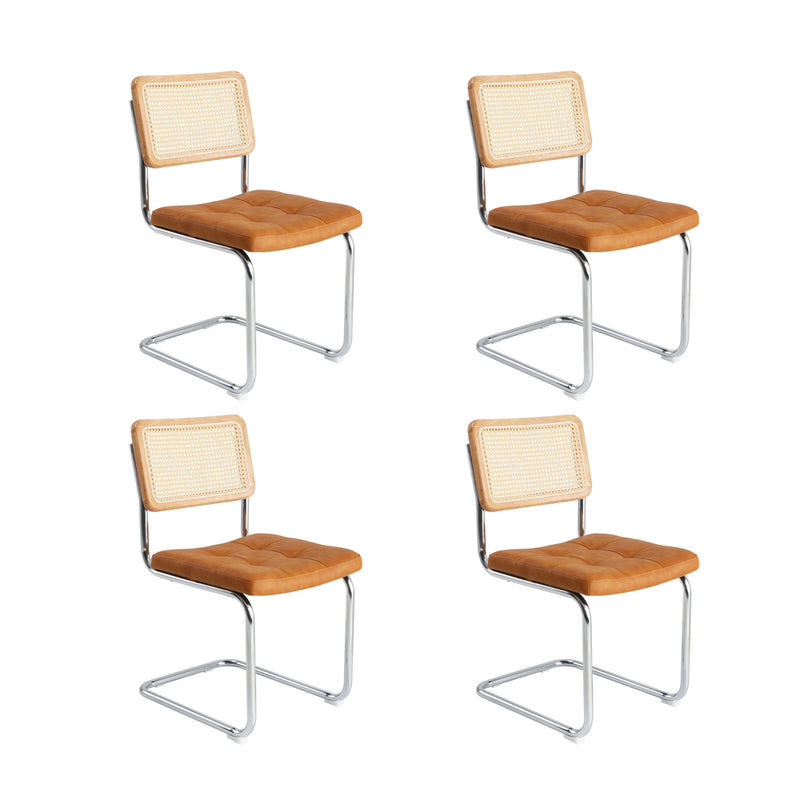 Oikiture 90cm Round Dining Table with 4PCS Chairs PU Leather Brown