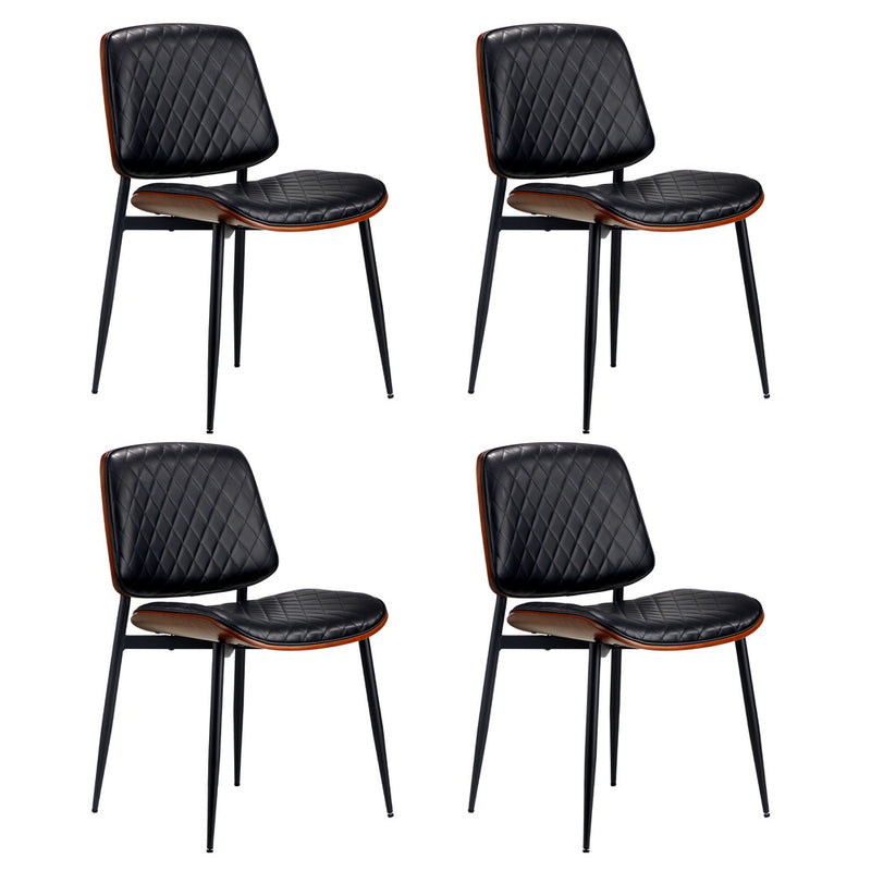 Oikiture 4 Seater Dining Set 90cm Table and Dining Chairs PU Leather