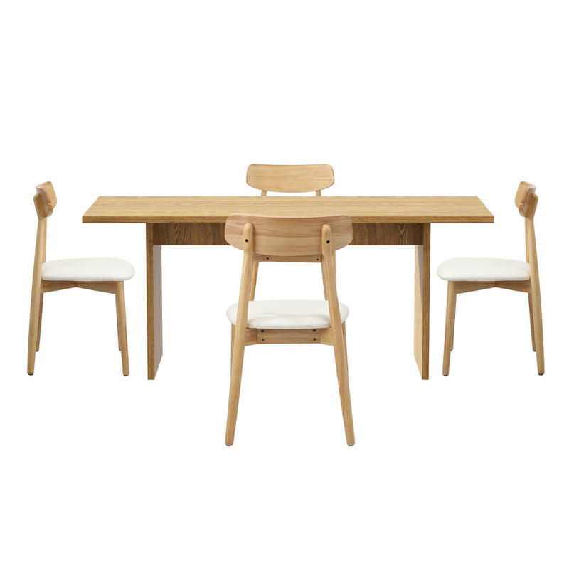 Oikiture Wooden 4-Seater Dining Table and Chairs Set
