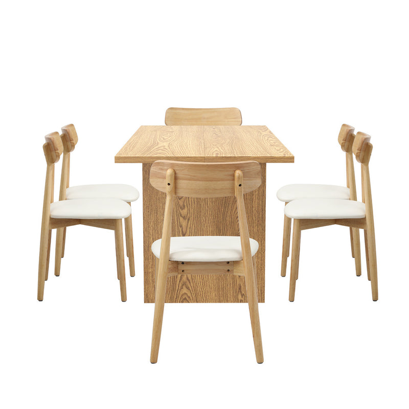 Oikiture Wooden 6-Seater Dining Table and Chairs Set