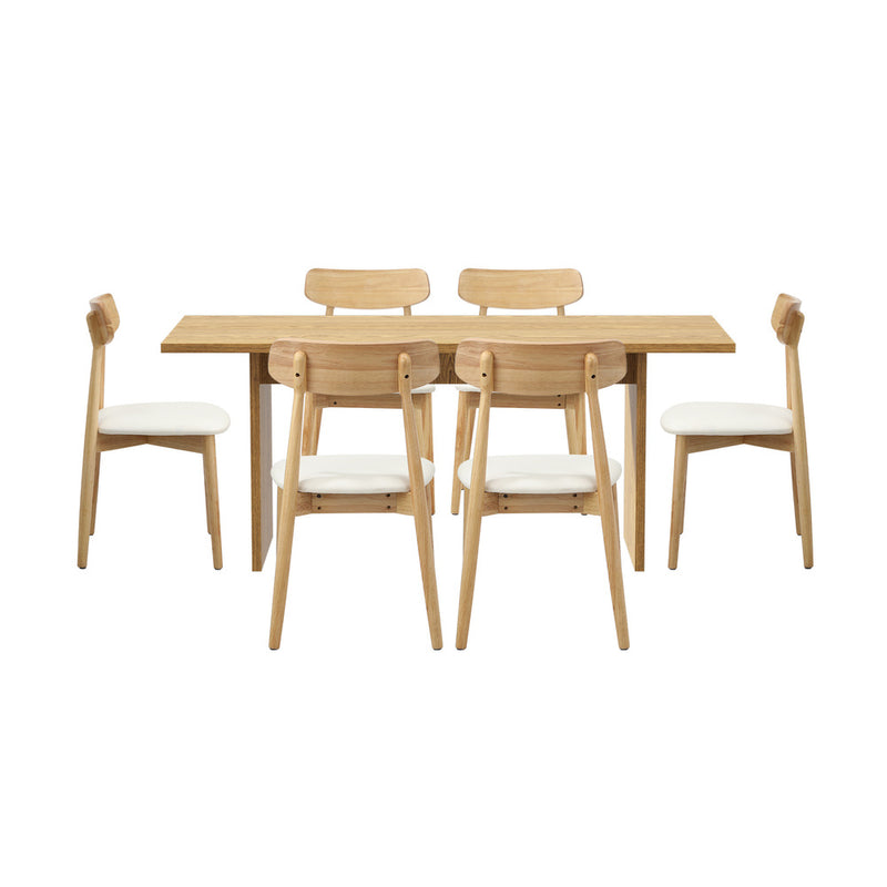Oikiture Wooden 6-Seater Dining Table and Chairs Set