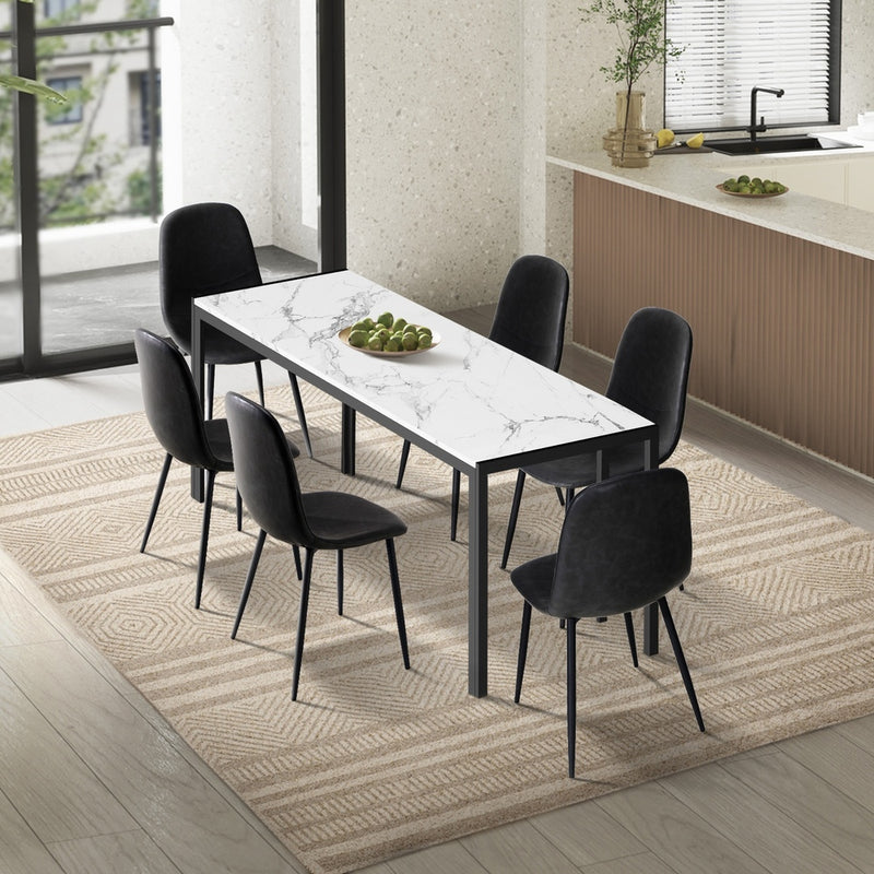 Oikiture 6-Seater Dining Set 1.4m Rectangular Table and Chairs