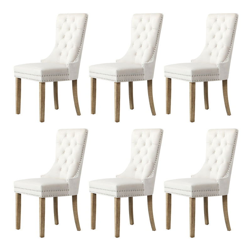 Oikiture 200cm Extendable Dining Table with 6PCS Dining Chairs Velvet Beige