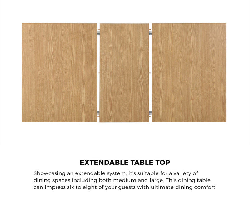 Oikiture 200cm Extendable Dining Table with 6PCS Dining Chairs Velvet Beige