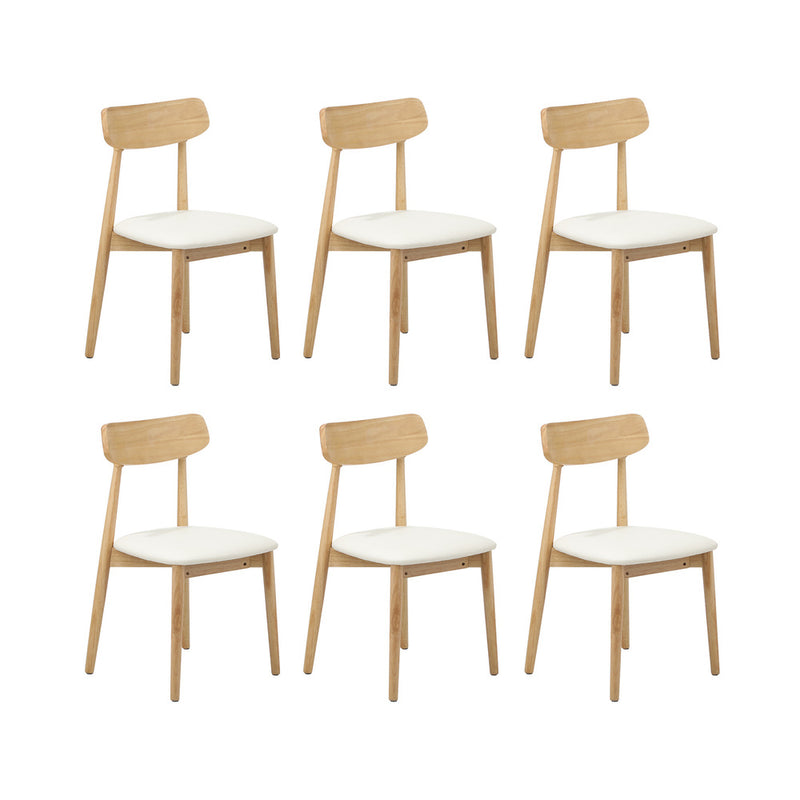 Oikiture 200cm Extendable Dining Table with 6x Dining Chairs PU Leather Natural